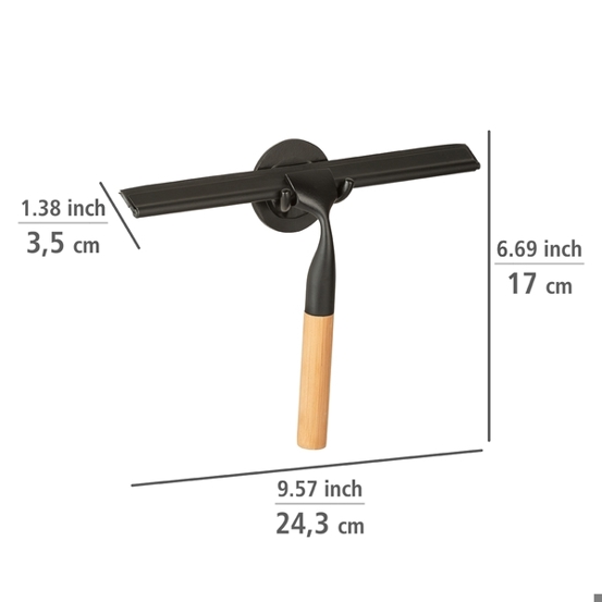 WENKO Turbo-Loc® Badezimmerwischer Bambusa aus Bambus und Edelstahl | Ohne Bohren