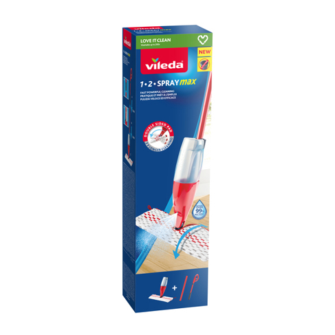 Vileda 1.2 Spray Max Mopp Mikrofaser | Kunststoff Trocken&Nass Rot | Weiß