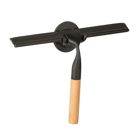 WENKO Turbo-Loc® Badezimmerwischer Bambusa aus Bambus und Edelstahl | Ohne Bohren