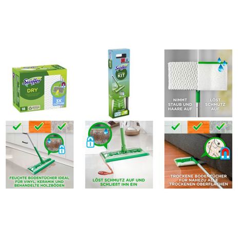 Swiffer Starter-Set Bodenwischer | Trocken-/Nass-Wischtücher (6430363)