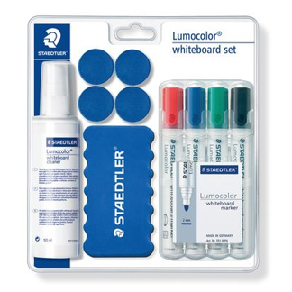 Whiteboard Set mit 4 Markern, Wischer, Reinigungsspray und 4 Magneten
