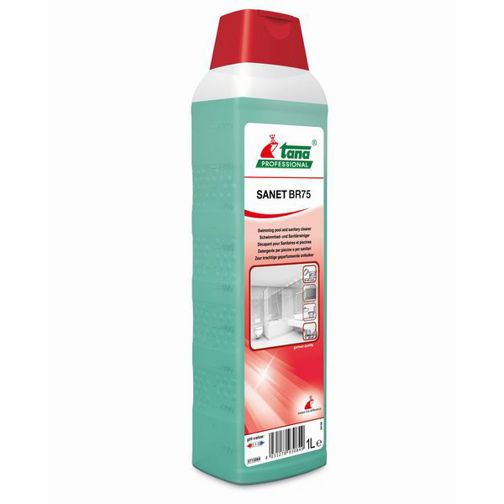 SANET BR 75 Schwimmbad- & Sanitärreiniger - 1 Liter Grundreiniger für öffentliche & private Schwimmbäder