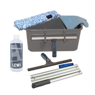 Lewi 26528 Fenster-Glas Komplettset Fensterputz Set 7 teilig | inklusive Mopstielhalter für perfekte Ergebnisse