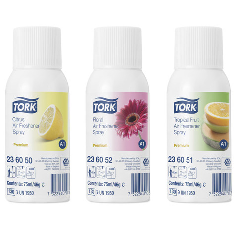 Tork Lufterfrischer Spray Mixed Pack A1 236056 Blüten | Zitrus | Frucht / 12x75ml