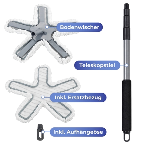 Maximex Bodenwischer Oktopus mit Teleskopstiel | reinigt nur mit Wasser