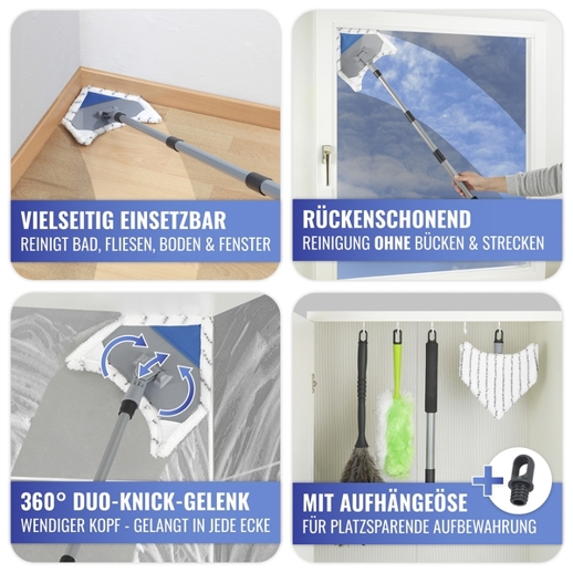 Maximex Multiflex-Wischer inkl. Teleskopstiel | für Fliesen | Fenster und Böden geeignet
