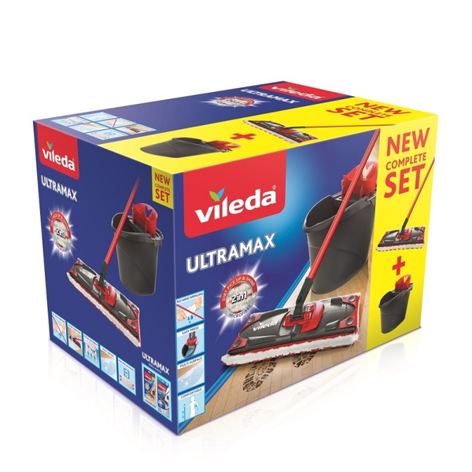 Vileda Ultramax Mop Set Mopp Trocken&Nass Schwarz | Rot